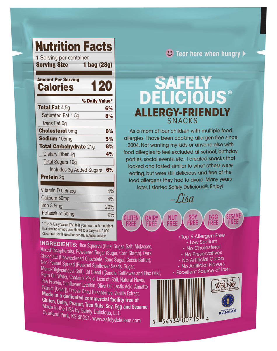 Allergy-Friendly Snacks - Safely Delicious® Raspberry Bites® 5 Pack